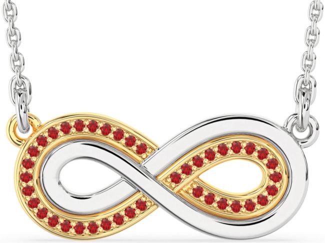 Large Ruby Gold Silver Infinity Necklace