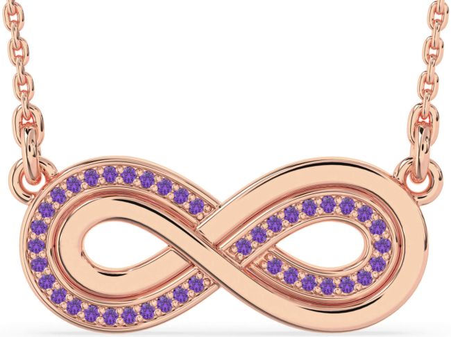 Large Amethyst Rose Gold Infinity Necklace