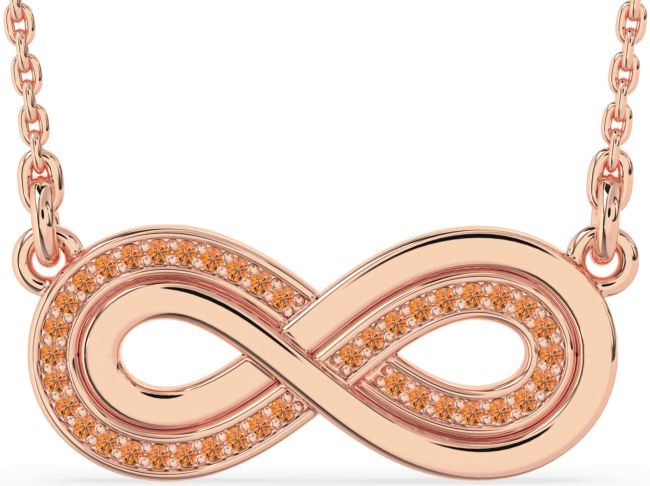 Large Citrine Rose Gold Infinity Necklace