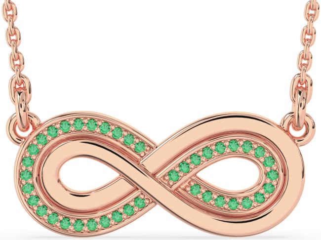 Large Emerald Rose Gold Infinity Necklace