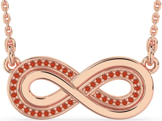 Large Fire Opal Rose Gold Infinity Necklace