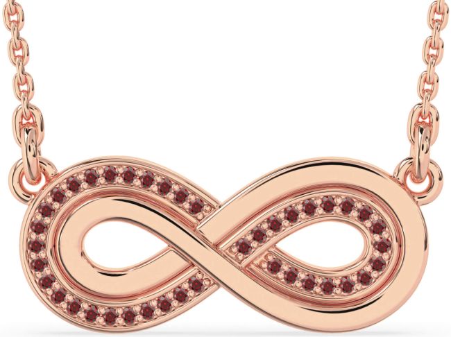 Large Garnet Rose Gold Infinity Necklace