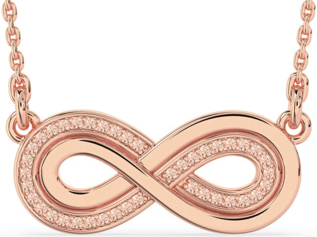 Large Morganite Rose Gold Infinity Necklace