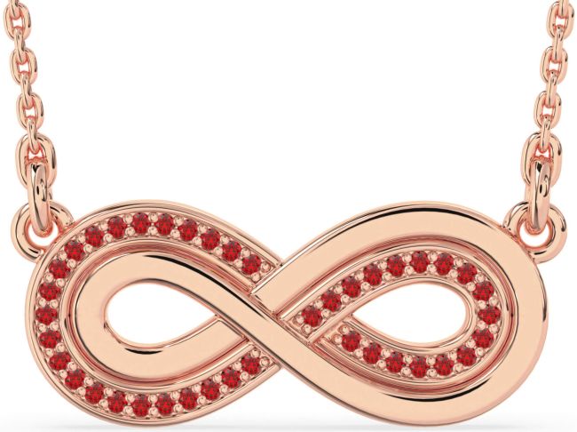Large Ruby Rose Gold Infinity Necklace