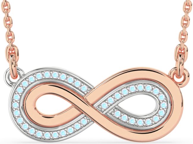 Large Moonstone Rose Gold Silver Infinity Necklace