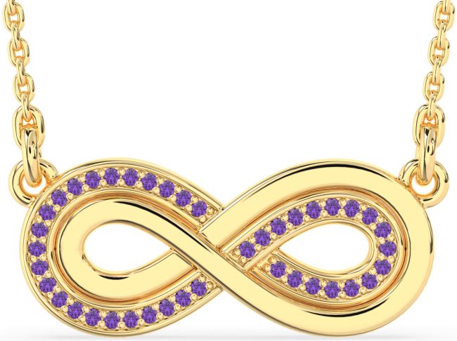 Large Amethyst Gold Infinity Necklace