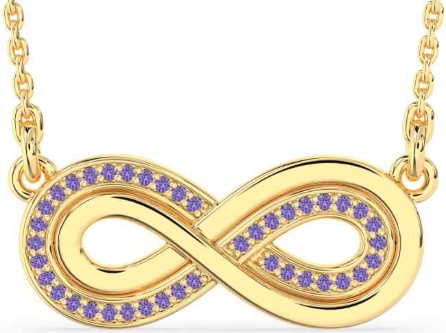 Large Alexandrite Gold Silver Infinity Necklace