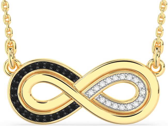 Large Black Diamond Gold Infinity Necklace