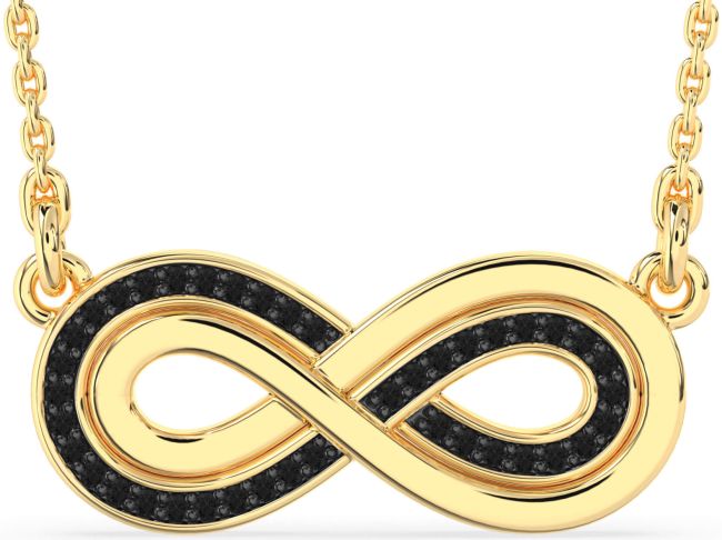 Large Black Diamond Gold Silver Infinity Necklace