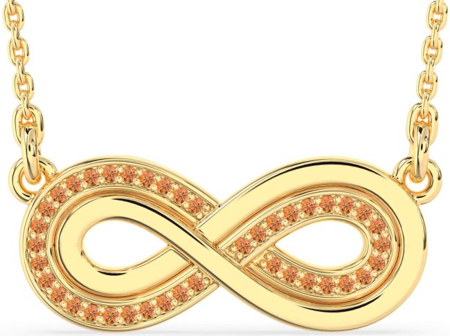 Large Citrine Gold Infinity Necklace