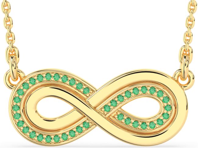 Large Emerald Gold Infinity Necklace