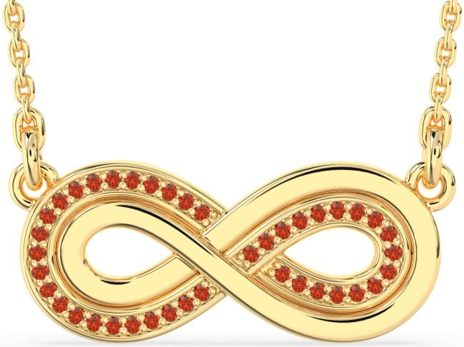Large Fire Opal Gold Silver Infinity Necklace