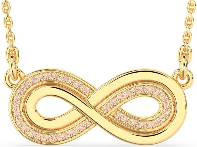 Large Morganite Gold Infinity Necklace