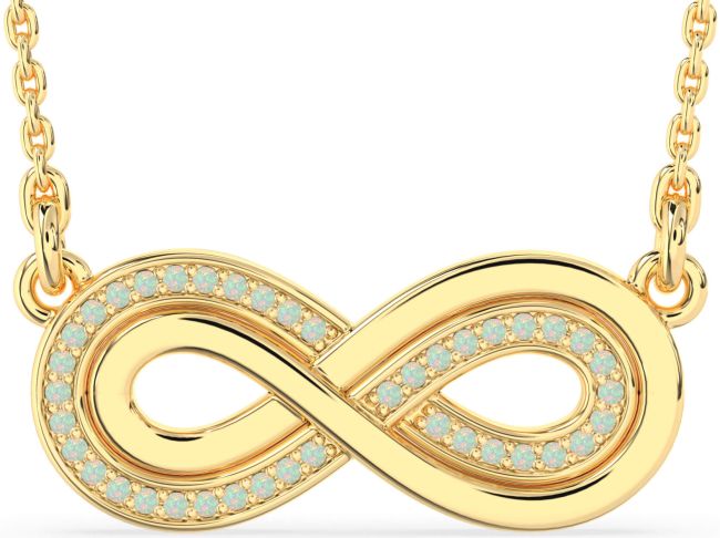 Large Opal Gold Infinity Necklace
