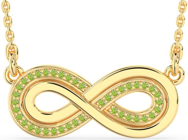 Large Peridot Gold Infinity Necklace