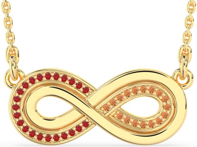 Large Ruby & Citrine Gold Infinity Necklace