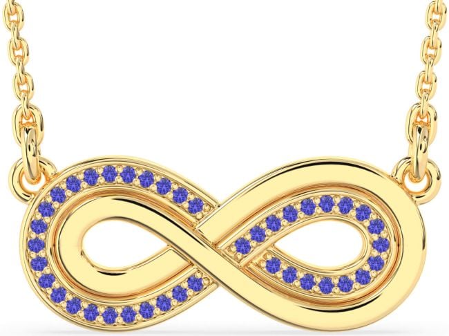 Large Tanzanite Gold Infinity Necklace