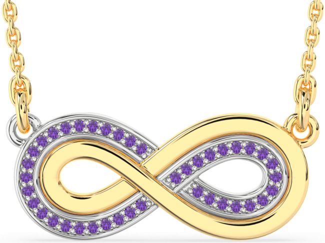 Large Amethyst Gold Silver Infinity Necklace