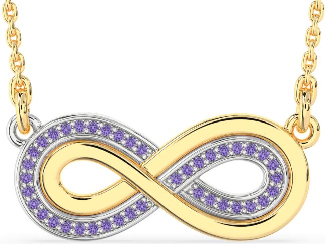 Large Alexandrite Gold Silver Infinity Necklace