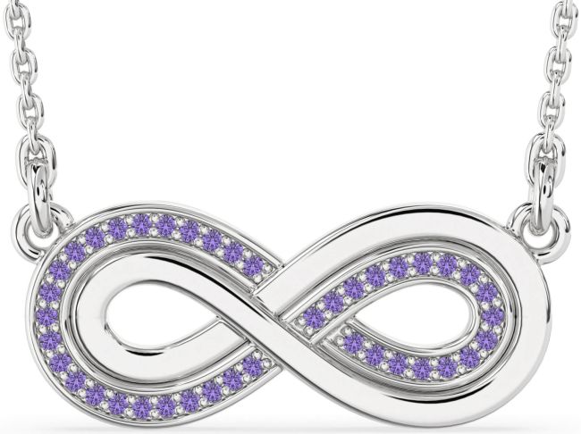 Large Alexandrite Silver Infinity Necklace