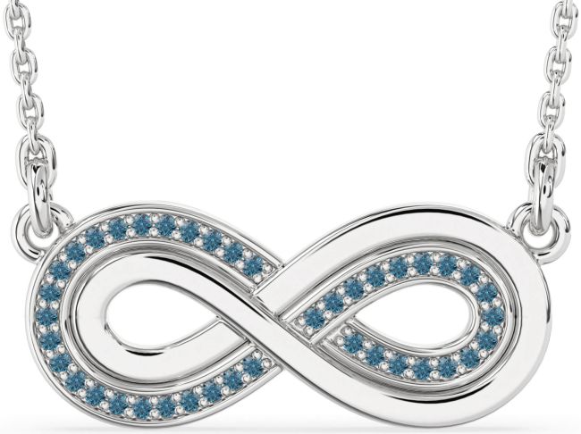 Large Blue Diamond Silver Infinity Necklace