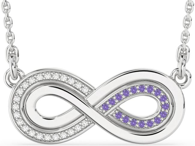 Large Diamond & Alexandrite Silver Infinity Necklace