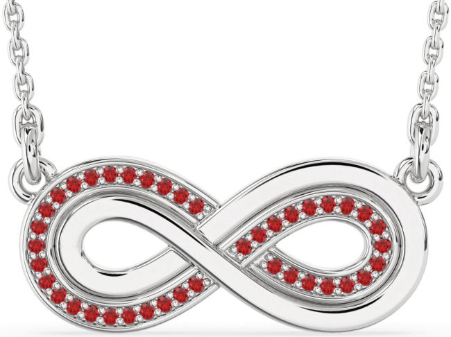 Large Ruby Silver Infinity Necklace