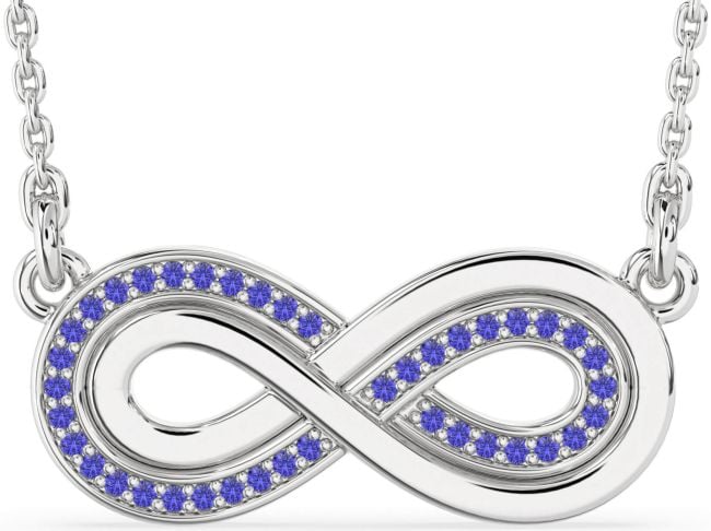 Large Tanzanite Silver Infinity Necklace