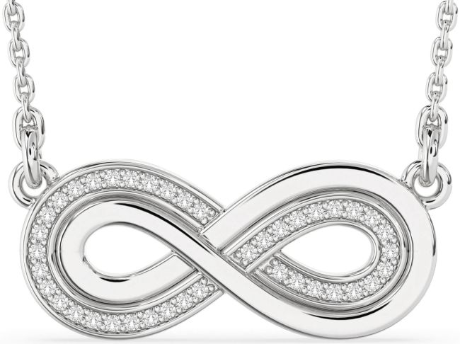 Large White Sapphire Silver Infinity Necklace