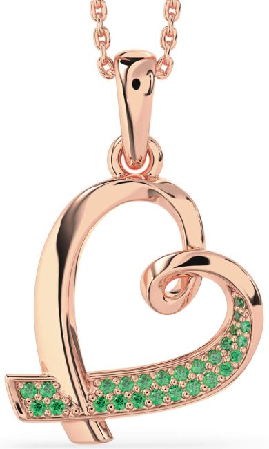 Emerald Rose Gold Heart Necklace
