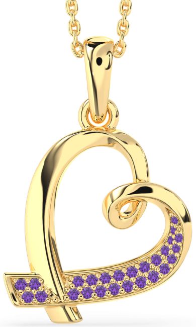 Amethyst Gold Heart Necklace