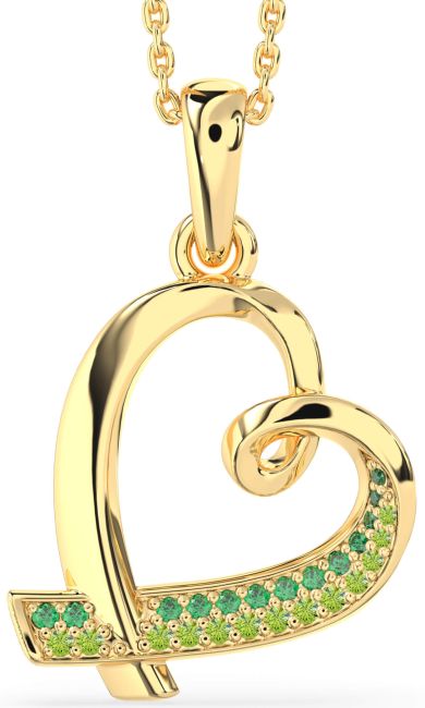 Emerald & Peridot Gold Heart Necklace