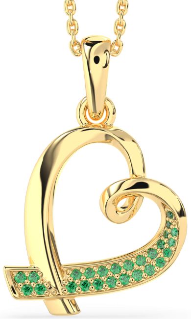 Emerald Gold Heart Necklace
