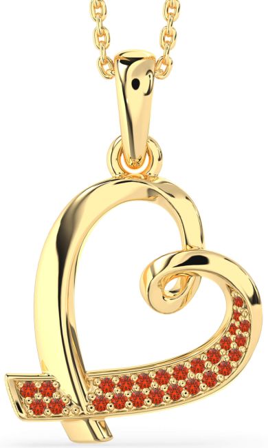 Fire Opal Gold Heart Necklace