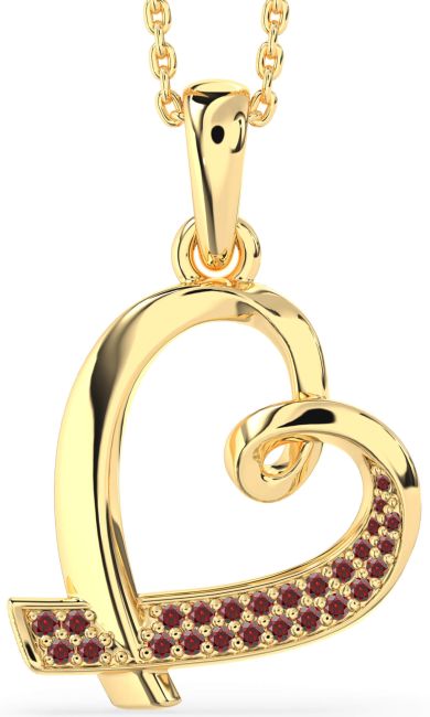 Garnet Gold Heart Necklace