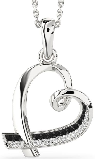 Black Diamond Silver Heart Necklace