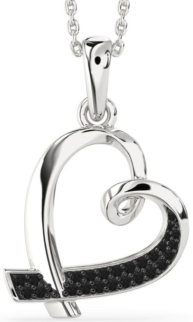 Black Diamond Silver Heart Necklace
