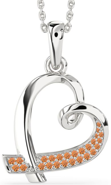 Citrine Silver Heart Necklace