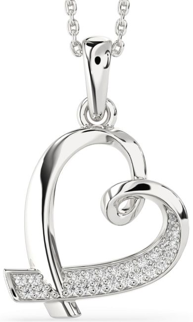 Lab Diamond Silver Heart Necklace