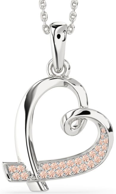 Morganite Silver Heart Necklace