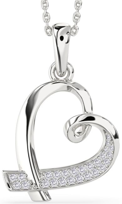 Salt & Pepper Diamond Silver Heart Necklace