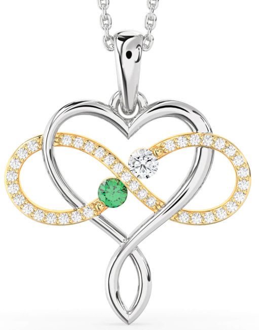 Large Diamond Gold Silver Heart Infinity Necklace