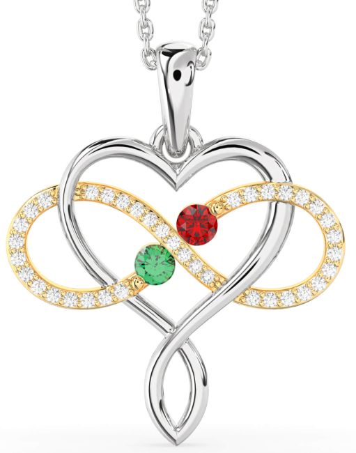 Large Diamond Gold Silver Heart Infinity Necklace