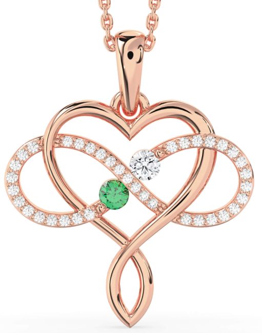 Large Diamond Rose Gold Heart Infinity Necklace