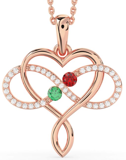 Large Diamond Rose Gold Silver Heart Infinity Necklace