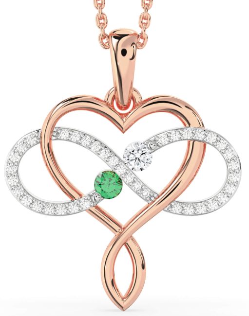 Large Diamond Rose Gold Silver Heart Infinity Necklace