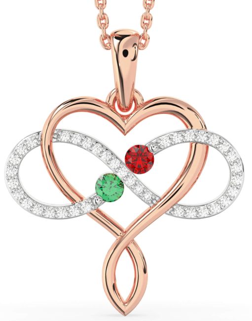 Large Diamond Rose Gold Silver Heart Infinity Necklace