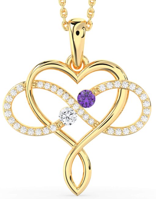 Large Diamond Gold Heart Infinity Necklace