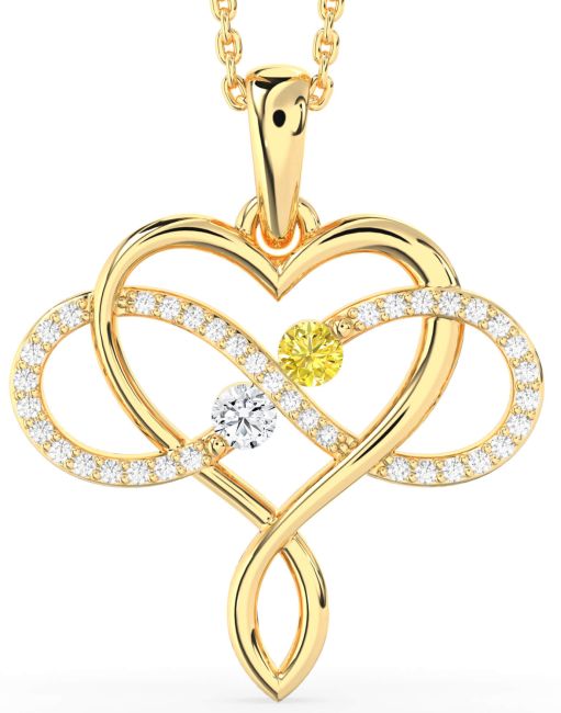 Large Diamond Gold Heart Infinity Necklace