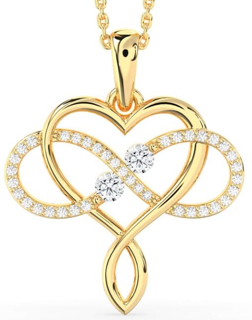 Large Diamond Gold Heart Infinity Necklace